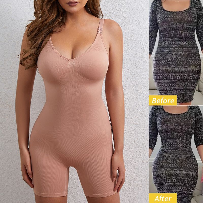 Women Shapewear Body Shaper Shorts Tummy Control Seemless Bodysuit Mid Thigh Butt Lifter Sleeveless Short Jumpsuits Rompers