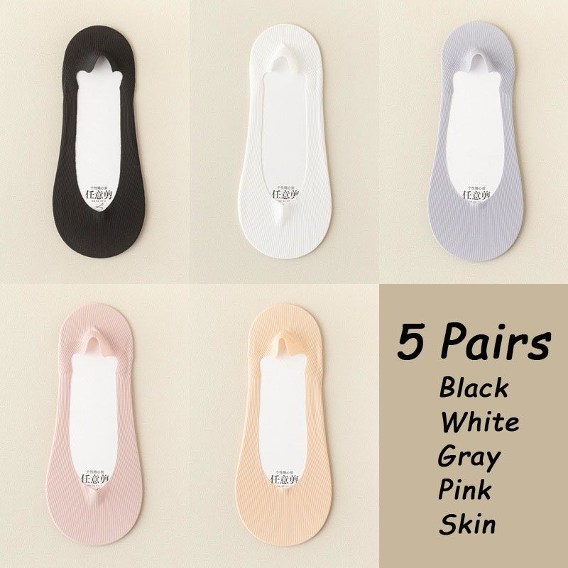 5 Pairs Women No Show Socks Ultra Low Cut Liner Socks Woman Clothes Ice Feeling socks Nonslip Liner Invisible Hidden Thin Socks