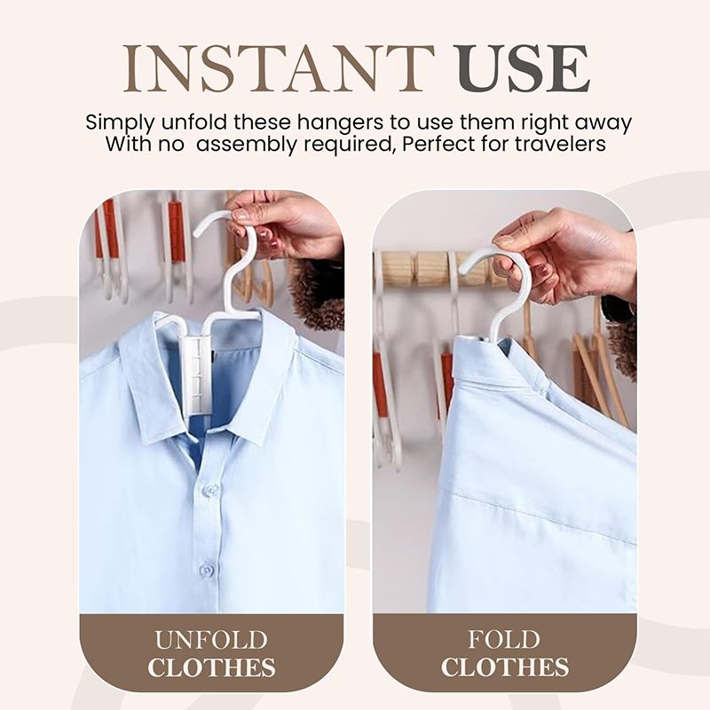 3Pcs Portable Foldable Travel Hangers Plastic Foldable Hangers with Lightweight and Durable Plastic Hangers for Clothes