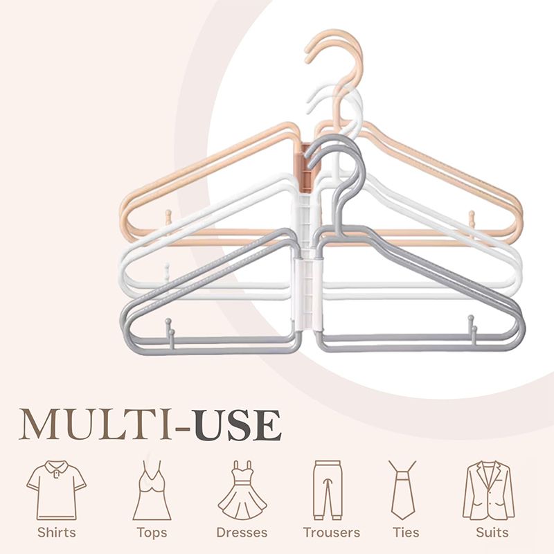 3Pcs Portable Foldable Travel Hangers Plastic Foldable Hangers with Lightweight and Durable Plastic Hangers for Clothes