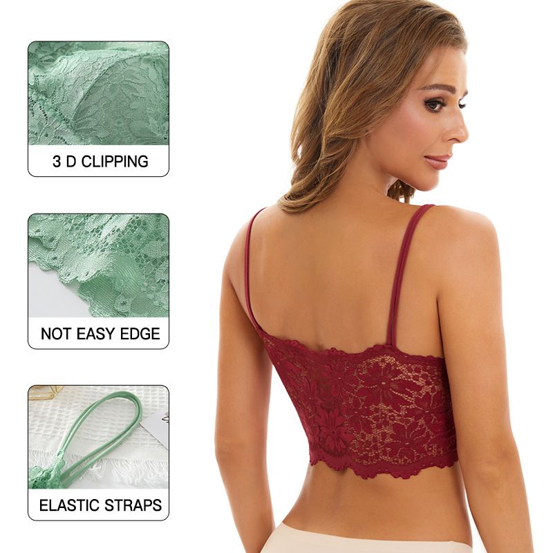 3 Pcs Womens Lace Camisole Bralette, Summer Slim Basic Cami Tank Tops for Ladies, Spaghetti Strap Lingerie Crop Top