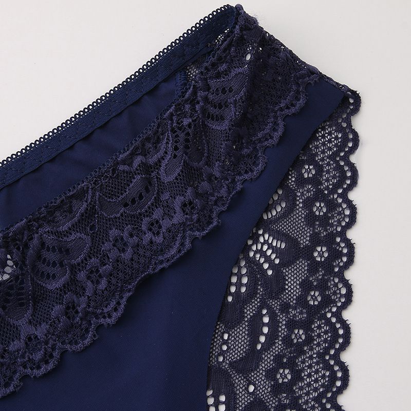 4 Pack Women Lace Panties Hollow Out Embroidery Underwear Solid Underpants Bow Panties Low Waist Lace Briefs