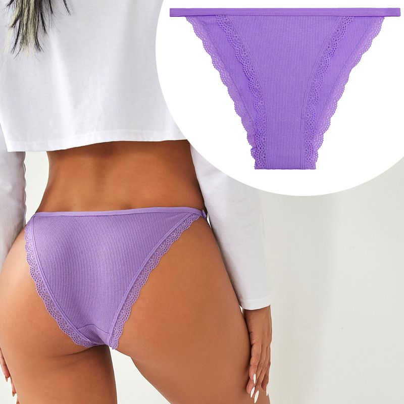6 Pcs T Thong For Women Thong Hipster Women Cotton Panties Briefs Lace Underwear Bikini Low Waist