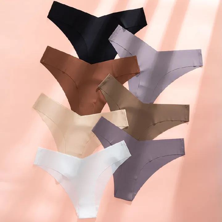 5Pcs Women Seamless Cheeky Bikini Underwear Invisible No Show Panties V-Waist Hipster Ladies Soft Stretch