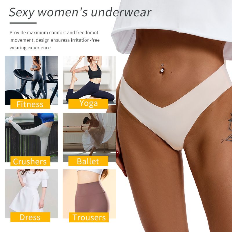 5Pcs Women Seamless Cheeky Bikini Underwear Invisible No Show Panties V-Waist Hipster Ladies Soft Stretch