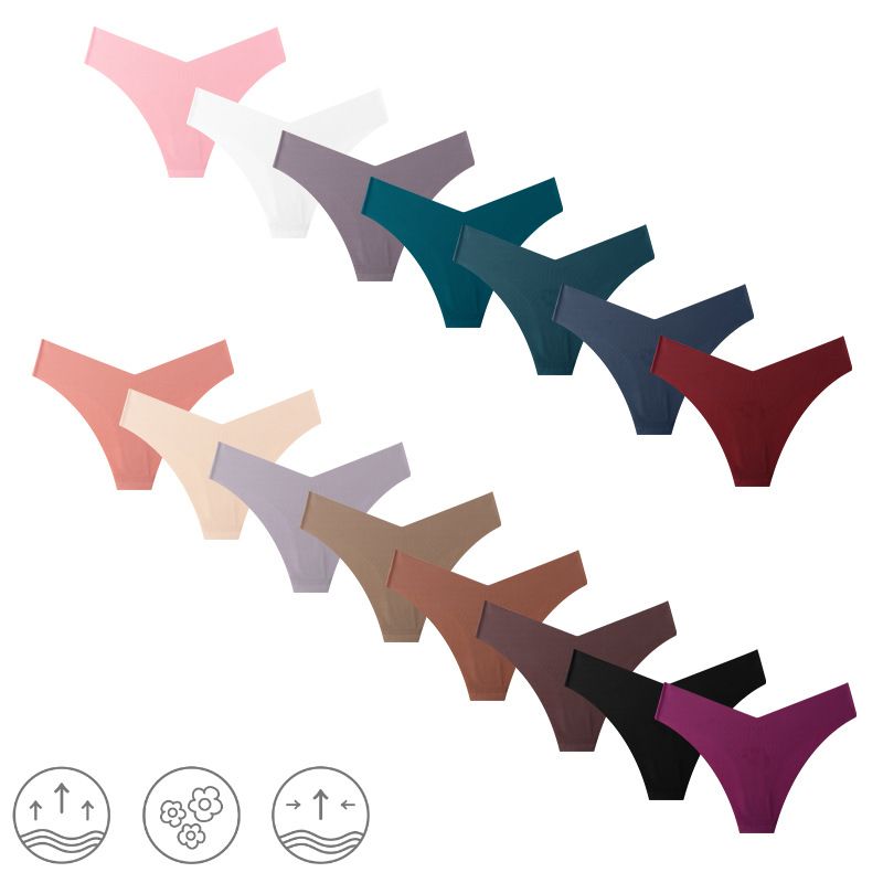 5Pcs Women Seamless Cheeky Bikini Underwear Invisible No Show Panties V-Waist Hipster Ladies Soft Stretch