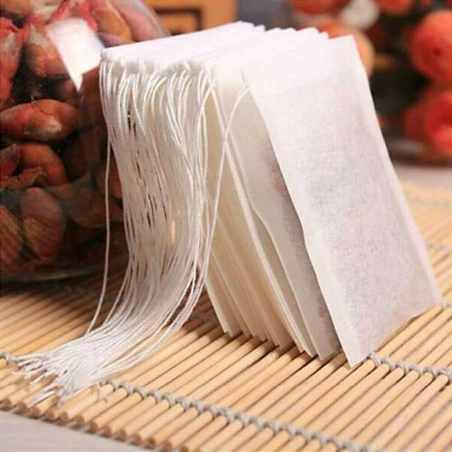 Tea Bags 100Pcs 7 x 5.5 CM Empty Tea Bag With String Heal Seal Filter infuser Strain for Drink Coffee tea Disposable paper bags