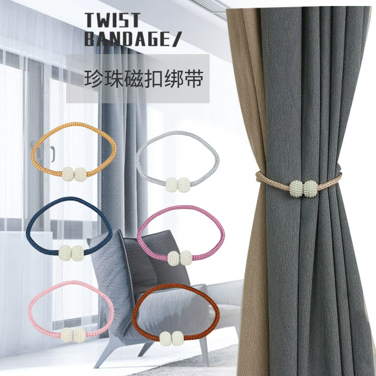 New Magnetic Curtain Tiebacks Clips - Window Tie Backs Holders Curtain Buckle Tether Curtain Home Decoration Pearl Magnetic Buckle for Office Decorative Rope Holdbacks Classic Tiebacks Design