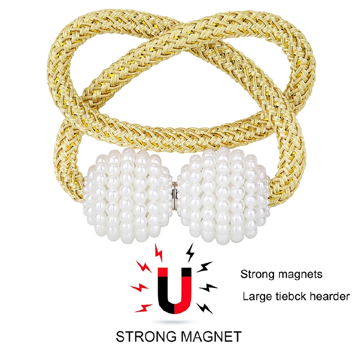 New Magnetic Curtain Tiebacks Clips - Window Tie Backs Holders Curtain Buckle Tether Curtain Home Decoration Pearl Magnetic Buckle for Office Decorative Rope Holdbacks Classic Tiebacks Design