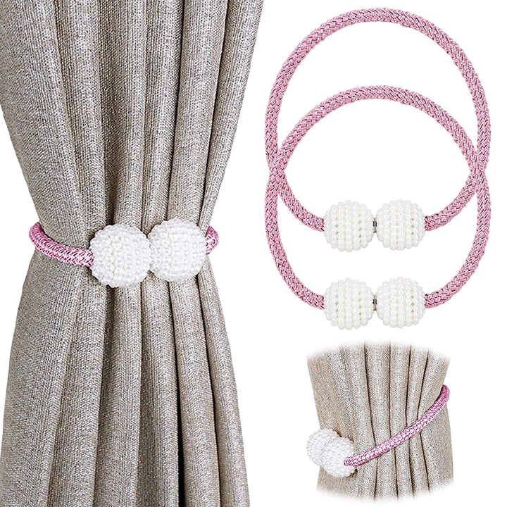 New Magnetic Curtain Tiebacks Clips - Window Tie Backs Holders Curtain Buckle Tether Curtain Home Decoration Pearl Magnetic Buckle for Office Decorative Rope Holdbacks Classic Tiebacks Design