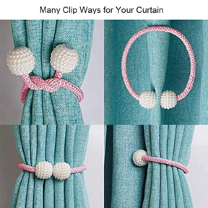 New Magnetic Curtain Tiebacks Clips - Window Tie Backs Holders Curtain Buckle Tether Curtain Home Decoration Pearl Magnetic Buckle for Office Decorative Rope Holdbacks Classic Tiebacks Design