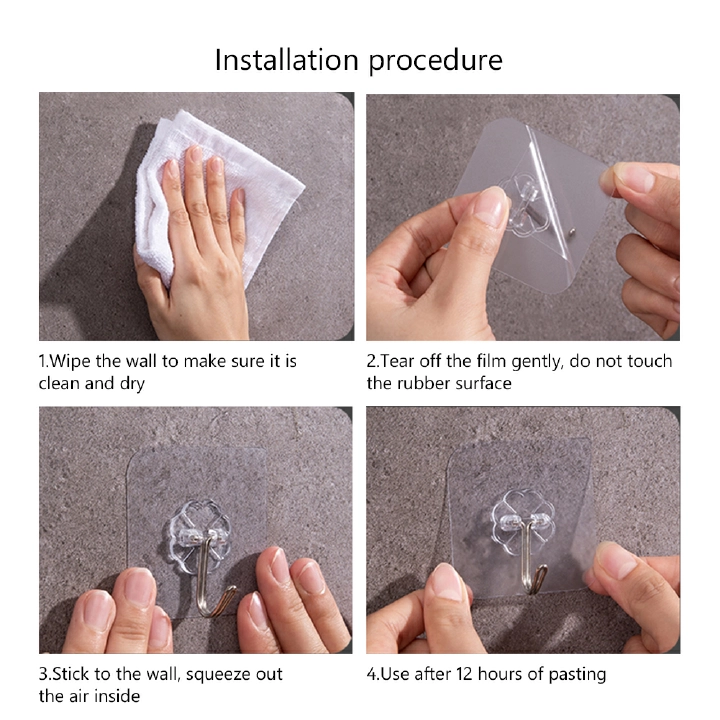 10Pcs Transparent Hooks Strong Self Adhesive Wall Hangers Suction Heavy Load Rack Punch-free Waterproof Kitchen Bathroom Hook