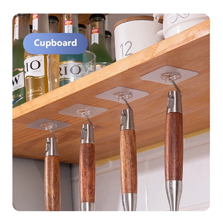 10Pcs Transparent Hooks Strong Self Adhesive Wall Hangers Suction Heavy Load Rack Punch-free Waterproof Kitchen Bathroom Hook