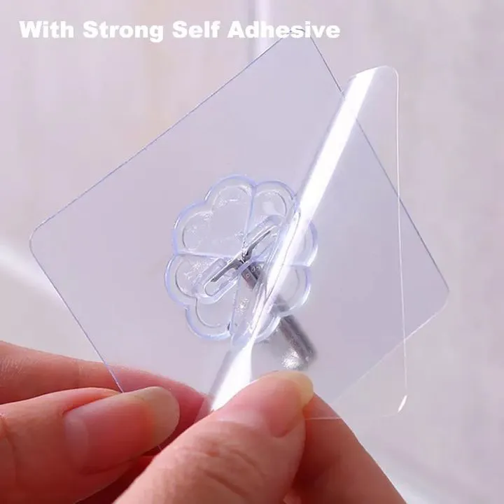 10Pcs Transparent Hooks Strong Self Adhesive Wall Hangers Suction Heavy Load Rack Punch-free Waterproof Kitchen Bathroom Hook