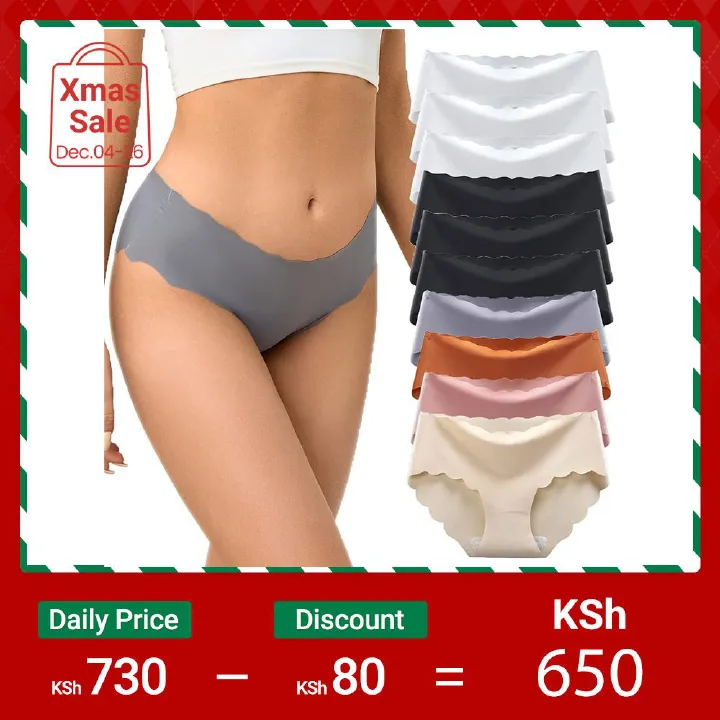 5Pcs Womens Seamless Hipster No Show Invisible Ice Silk Stretch Underwears Bikini Underwear Panty