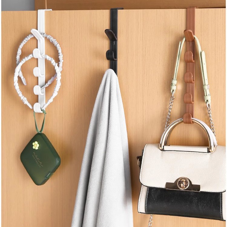 Clothes Hangers Long row of hooks behind the door, storage rack for dorms, hanging clothes rack, wall-mounted organizer, hat storage, no drilling required