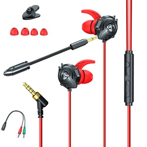 BYLD In-Ear Gaming Headset, Wired Headphones with Dual Noise Cancelling Microphone, Mute/Volume Control, 3.5mm Earbuds Earphones Fit for Mobile Phone, Computer, PC, Xbox One, PS