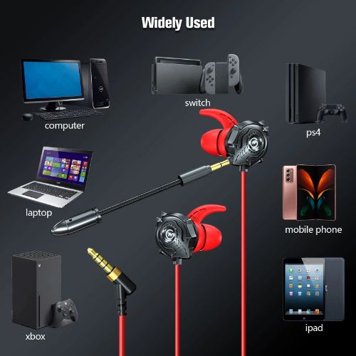 BYLD In-Ear Gaming Headset, Wired Headphones with Dual Noise Cancelling Microphone, Mute/Volume Control, 3.5mm Earbuds Earphones Fit for Mobile Phone, Computer, PC, Xbox One, PS