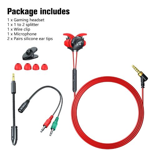 BYLD In-Ear Gaming Headset, Wired Headphones with Dual Noise Cancelling Microphone, Mute/Volume Control, 3.5mm Earbuds Earphones Fit for Mobile Phone, Computer, PC, Xbox One, PS