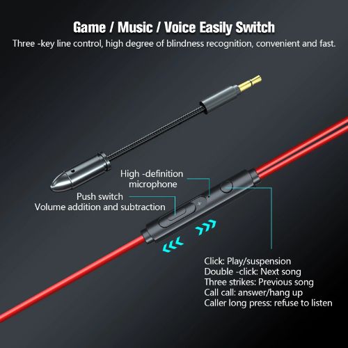 BYLD In-Ear Gaming Headset, Wired Headphones with Dual Noise Cancelling Microphone, Mute/Volume Control, 3.5mm Earbuds Earphones Fit for Mobile Phone, Computer, PC, Xbox One, PS