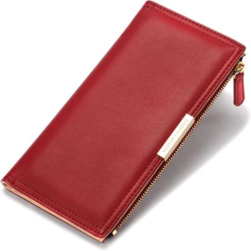 BYLD Womens Wallet, Slim Phone Clutch, Bifold Long PU Leather Purse, Travel Zipper Pocket, Coin Credit Card Holder Pouch Handbag for Female Ladies