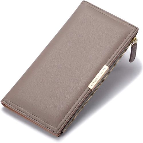 BYLD Womens Wallet, Slim Phone Clutch, Bifold Long PU Leather Purse, Travel Zipper Pocket, Coin Credit Card Holder Pouch Handbag for Female Ladies
