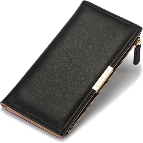 BYLD Womens Wallet, Slim Phone Clutch, Bifold Long PU Leather Purse, Travel Zipper Pocket, Coin Credit Card Holder Pouch Handbag for Female Ladies