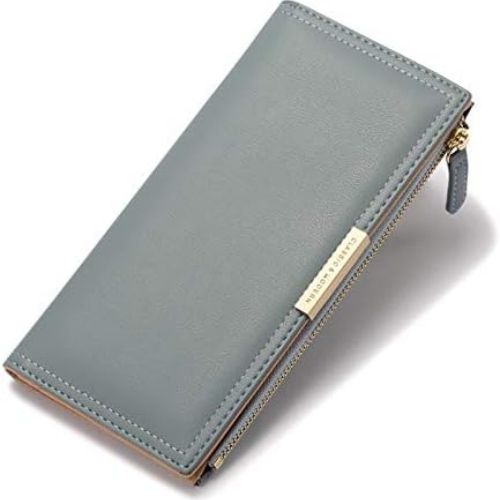 BYLD Womens Wallet, Slim Phone Clutch, Bifold Long PU Leather Purse, Travel Zipper Pocket, Coin Credit Card Holder Pouch Handbag for Female Ladies