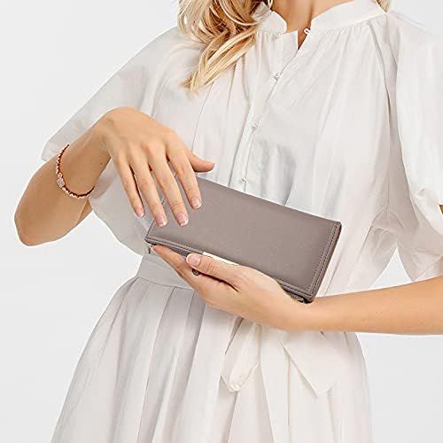 BYLD Womens Wallet, Slim Phone Clutch, Bifold Long PU Leather Purse, Travel Zipper Pocket, Coin Credit Card Holder Pouch Handbag for Female Ladies