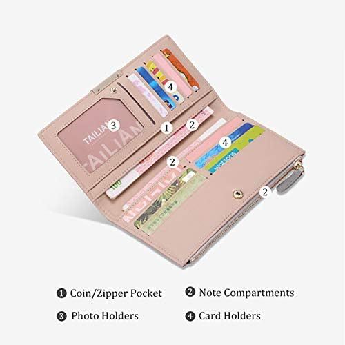 BYLD Womens Wallet, Slim Phone Clutch, Bifold Long PU Leather Purse, Travel Zipper Pocket, Coin Credit Card Holder Pouch Handbag for Female Ladies