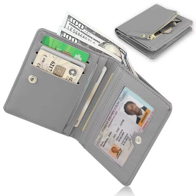 BYLD Womens Wallet, Short Bifold PU Leather Purse, Travel Zipper Pocket, Coin Purse Card Holders Clutch, Pouch Handbag for Female Ladies
