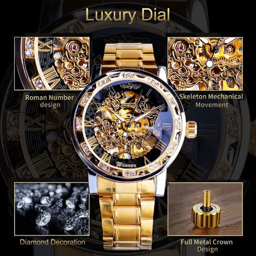 BYLD Wristwatch for Men, Chronograph Luxury Men's Automatic Mechanical Wristwatch, Waterproof Luminous Business Dress Male Quartz Watches, Hollow Skeleton, Stainless Steel