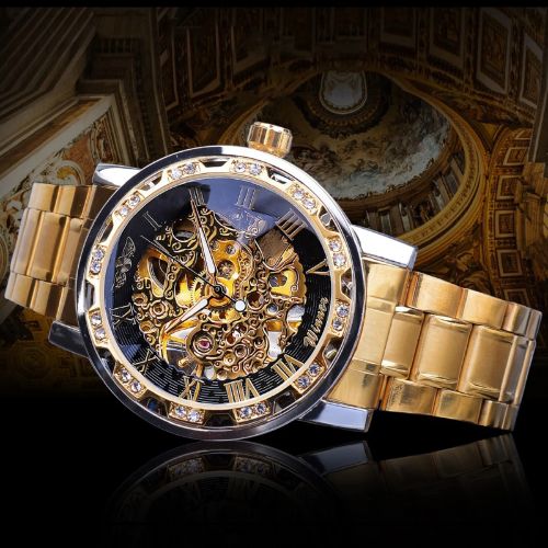BYLD Wristwatch for Men, Chronograph Luxury Men's Automatic Mechanical Wristwatch, Waterproof Luminous Business Dress Male Quartz Watches, Hollow Skeleton, Stainless Steel