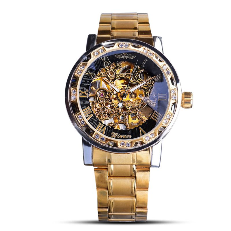 BYLD Wristwatch for Men, Chronograph Luxury Men's Automatic Mechanical Wristwatch, Waterproof Luminous Business Dress Male Quartz Watches, Hollow Skeleton, Stainless Steel