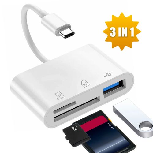 BYLD USB-C Card Reader, 3-in-1 Micro SD Memory Card Reader, Type C to SD Card Reader Adapter 2TB Capacity for MacBook Camera Android Windows Linux and Other Type C Device