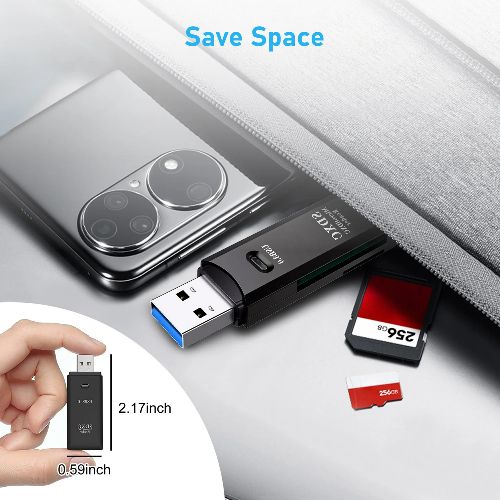BYLD USB 3.0 Card Reader, TF Card/SD Memory Reader Adapter Supports SD/Micro SD/SDHC/SDXC/MMC, Mini Camera Flash Reader Compatible with Windows, Mac, Linux