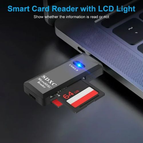 BYLD USB 3.0 Card Reader, TF Card/SD Memory Reader Adapter Supports SD/Micro SD/SDHC/SDXC/MMC, Mini Camera Flash Reader Compatible with Windows, Mac, Linux