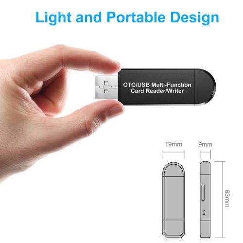 BYLD USB SD Card Reader, Micro USB 2.0 OTG Adapter Memory Card Reader for SD/Micro SD/TF/SDXC/SDHC/MMC/RS-MMC/Microsdhc/Microsdxc, Camera Flash Card Reader Support Windows, Linux, Mac OS, Android