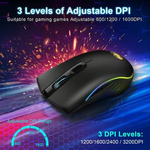 BYLD M06 Wireless Gaming Mouse, Rechargeable Computer Mouse Mice with Rainbow Backlit Lights, 3 DPI Levels, 6 Silent Buttons, USB 2.4GHz Optical Mice for PC Gamer Laptop Desktop Chromebook Mac