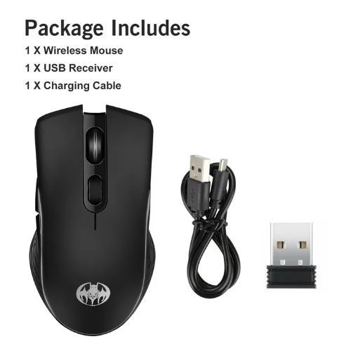 BYLD M06 Wireless Gaming Mouse, Rechargeable Computer Mouse Mice with Rainbow Backlit Lights, 3 DPI Levels, 6 Silent Buttons, USB 2.4GHz Optical Mice for PC Gamer Laptop Desktop Chromebook Mac