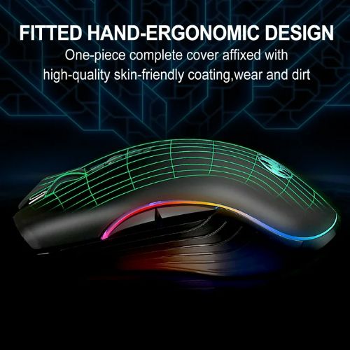 BYLD M06 Wireless Gaming Mouse, Rechargeable Computer Mouse Mice with Rainbow Backlit Lights, 3 DPI Levels, 6 Silent Buttons, USB 2.4GHz Optical Mice for PC Gamer Laptop Desktop Chromebook Mac