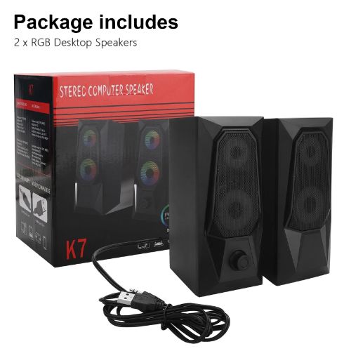 BYLD Computer Speakers for Desktop, USB Powered RGB PC Gaming Speaker, 2.0 Enhanced Stereo, Dynamic RGB LED, One-Knob Control, 3.5mm Aux Wired Laptop Speakers for PC, Desktop, Smartphone, Tablets