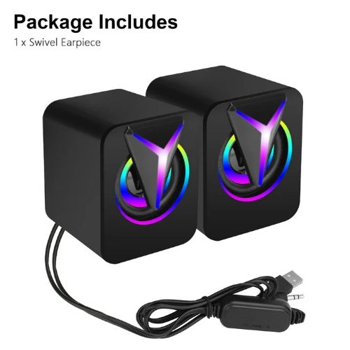 BYLD Computer Speakers for Laptop, 2.0 Stereo Portable RGB Gaming Speaker Wired External Desktop Speaker, Mini USB Powered Speaker for Desktop TV Monitor PC Notebook Tablets
