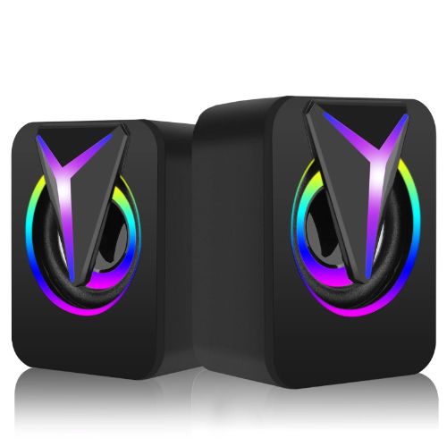 BYLD Computer Speakers for Laptop, 2.0 Stereo Portable RGB Gaming Speaker Wired External Desktop Speaker, Mini USB Powered Speaker for Desktop TV Monitor PC Notebook Tablets