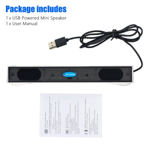 BYLD USB Computer Speakers for Desktop or PC, Mini Clip-on Laptop Sound Bar Stereo Wired PC Speakers for TV Desktop Laptop Tablets Monitor Notebook