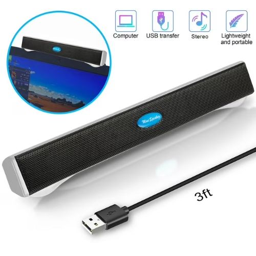 BYLD USB Computer Speakers for Desktop or PC, Mini Clip-on Laptop Sound Bar Stereo Wired PC Speakers for TV Desktop Laptop Tablets Monitor Notebook