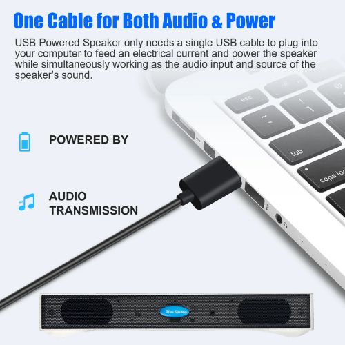 BYLD USB Computer Speakers for Desktop or PC, Mini Clip-on Laptop Sound Bar Stereo Wired PC Speakers for TV Desktop Laptop Tablets Monitor Notebook