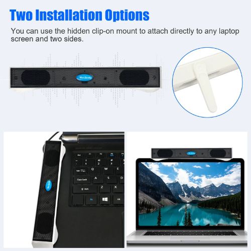 BYLD USB Computer Speakers for Desktop or PC, Mini Clip-on Laptop Sound Bar Stereo Wired PC Speakers for TV Desktop Laptop Tablets Monitor Notebook