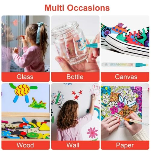 Paint Marker Pens, BYLD Acrylic Paint Markers Pens Set with 20 Colors Paint Markers for Rock Painting, Stone, Fabric, Wood, Canvas, Ceramic, DIY Crafts, Making Art Supplies