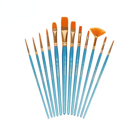 TSV 12 Pcs Artist Acrylic Paint Brushes Set with Nylon Hair for Oil Watercolor Face Nail Art Miniature Detail Rock Painting, Paintbrushes with Full Range of Sizes Shapes, Drawing Supplies